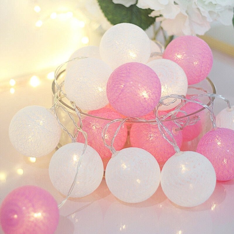 LED Cotton Ball Garland String Lights - DormVibes