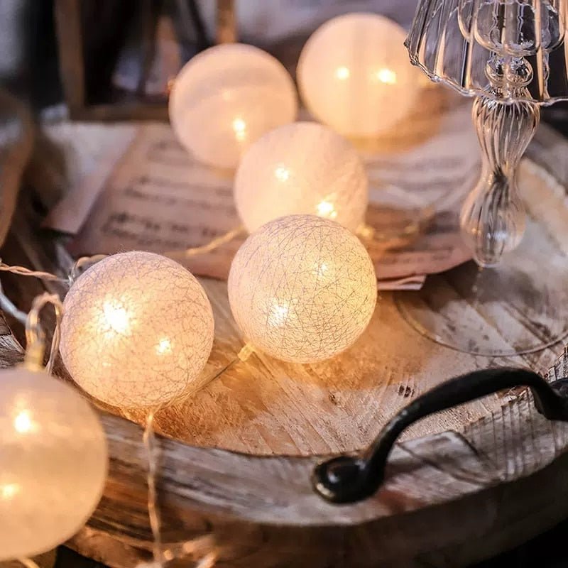 LED Cotton Ball Garland String Lights - DormVibes