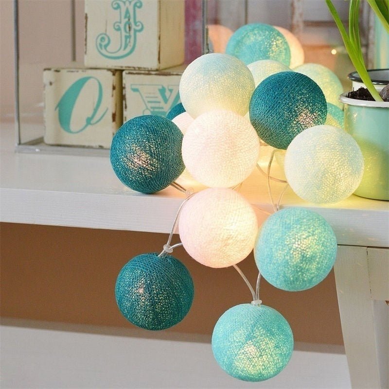 LED Cotton Ball Garland String Lights - DormVibes