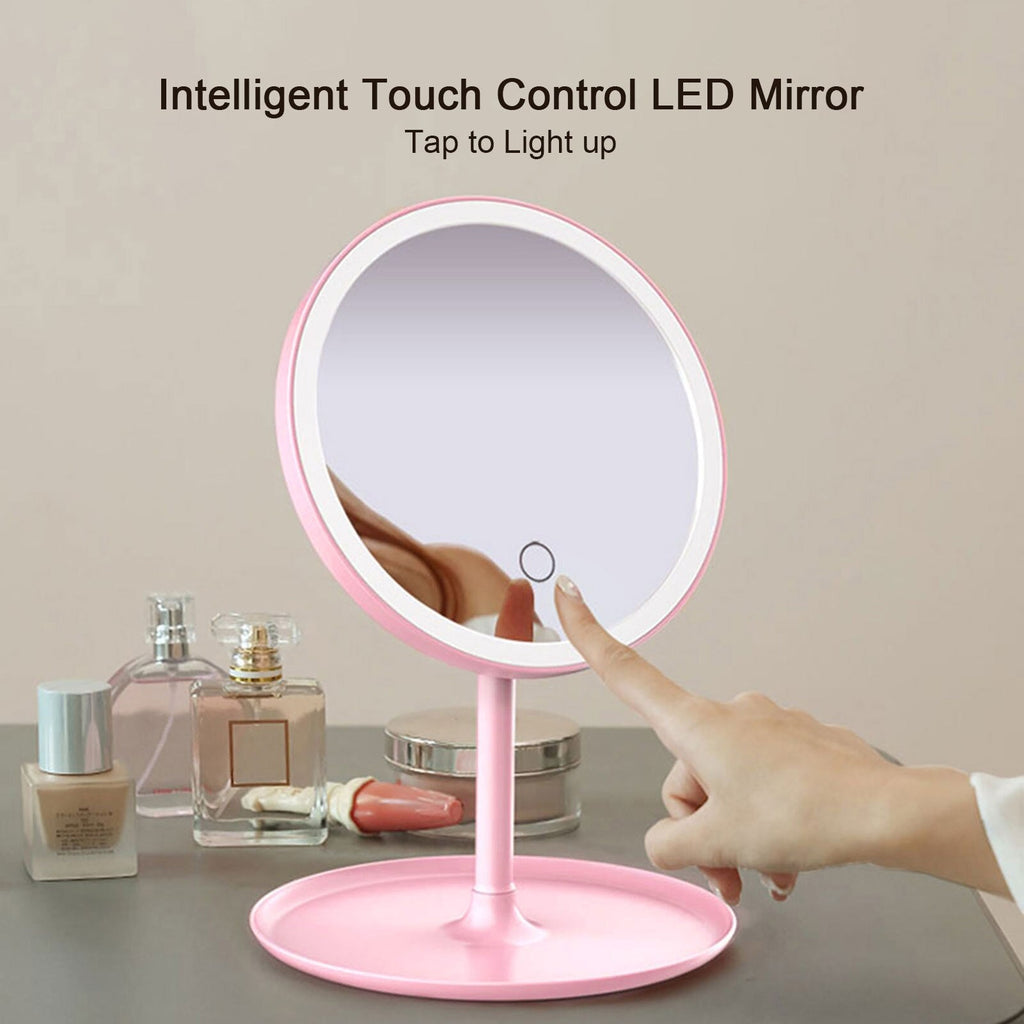 LED-Lit Makeup Mirror: Beauty Ring Light Mirror for Dressing Tables, Photo Fill Light Tool, Small Mirrors for Beauty Routine - DormVibes