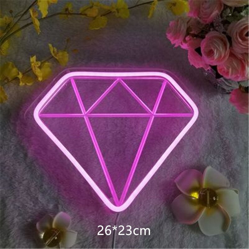 LED Neon Wall Lights in 10 Styles: Xmas, Party, and Wedding Decor, Diamond Crown Neon Sign for Bars, Night Lamps for Home and Room Deco - DormVibes