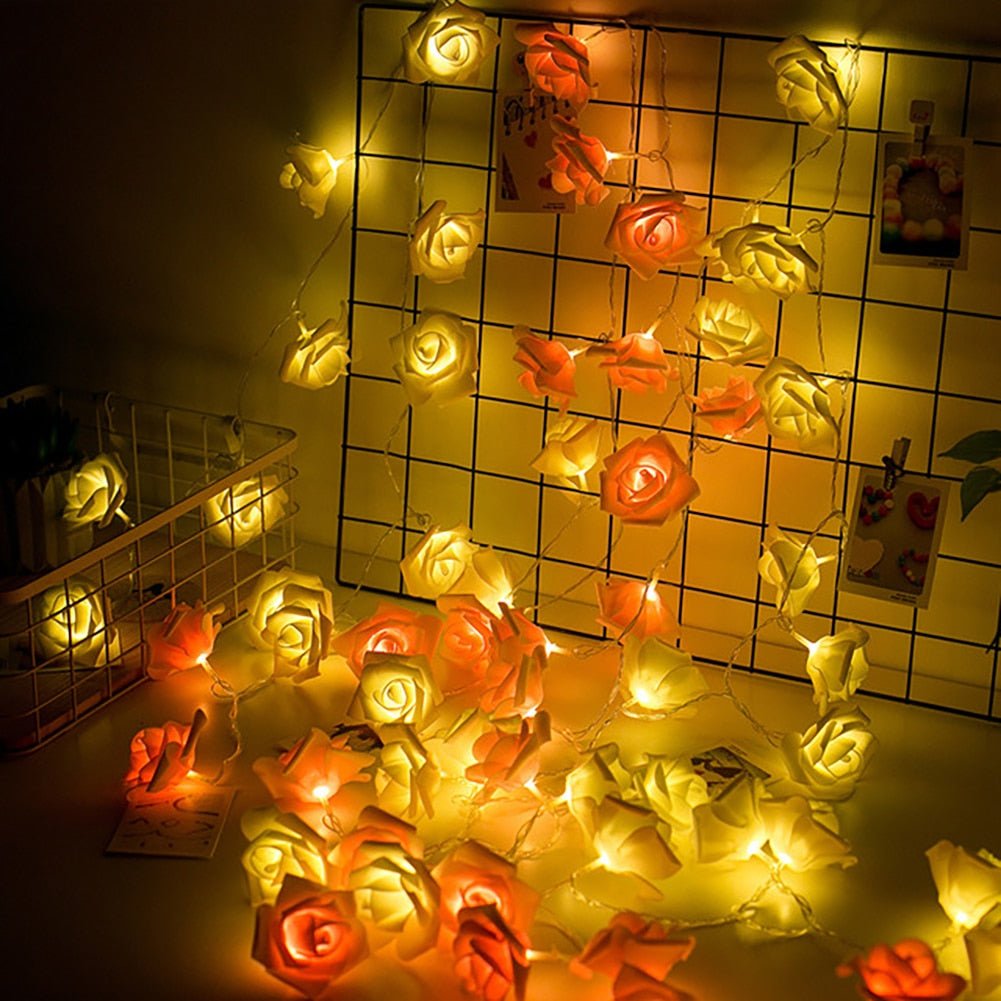 LED Rose Flower String Lights - DormVibes