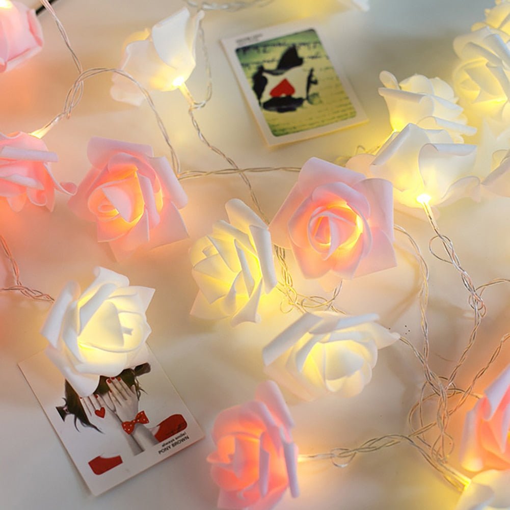 LED Rose Flower String Lights - DormVibes