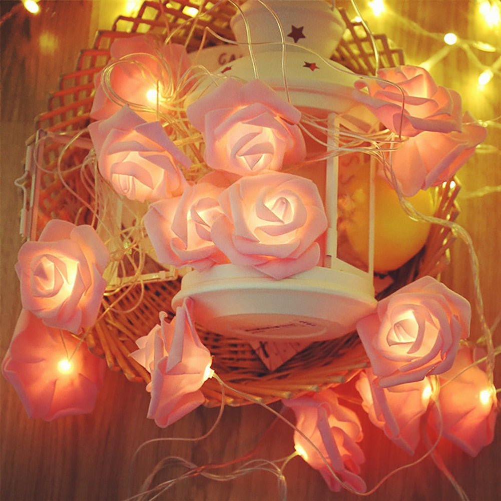 LED Rose Flower String Lights - DormVibes