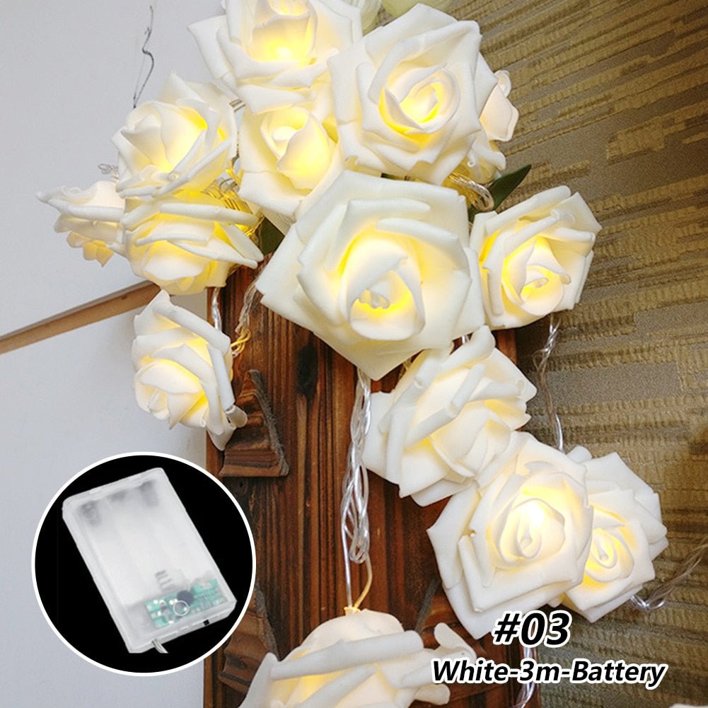 LED Rose Flower String Lights - DormVibes