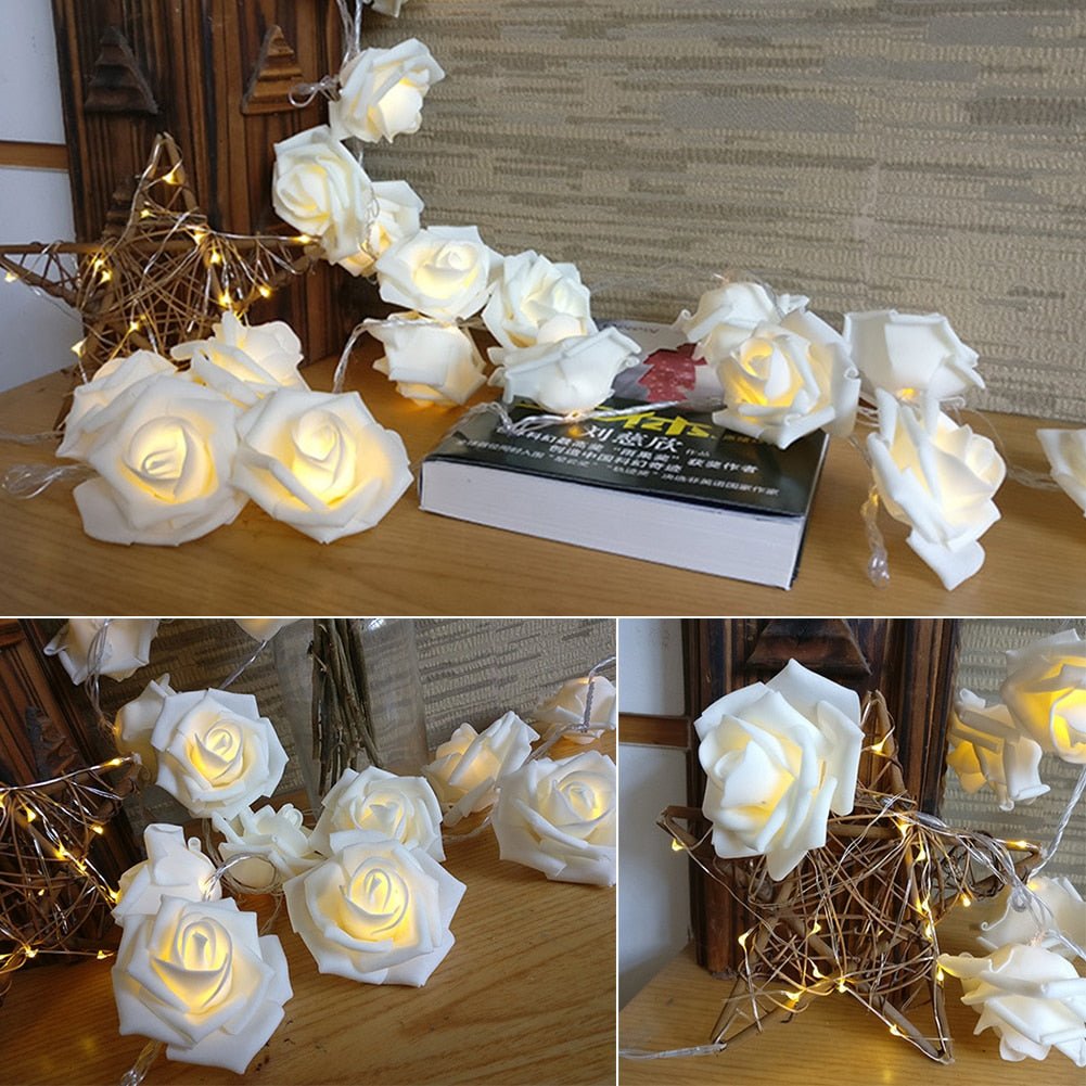 LED Rose Flower String Lights - DormVibes