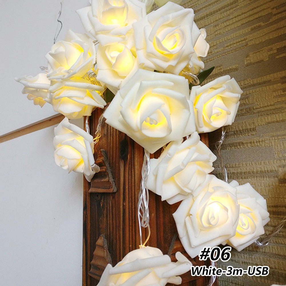 LED Rose Flower String Lights - DormVibes