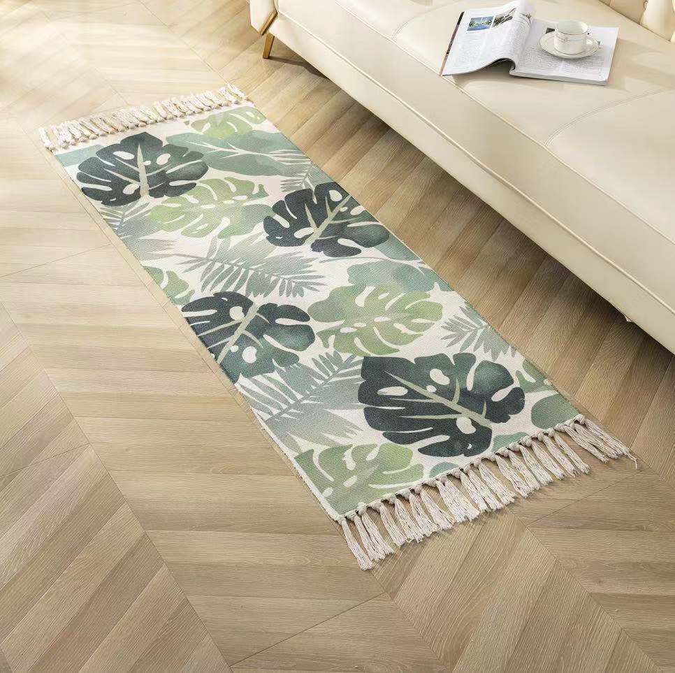 Luxury Bohemia Ethnic Style Cotton Linen Carpet: Handmade Tassel Rug for Living Room, Bedside, and Boho Home Decoration - DormVibes
