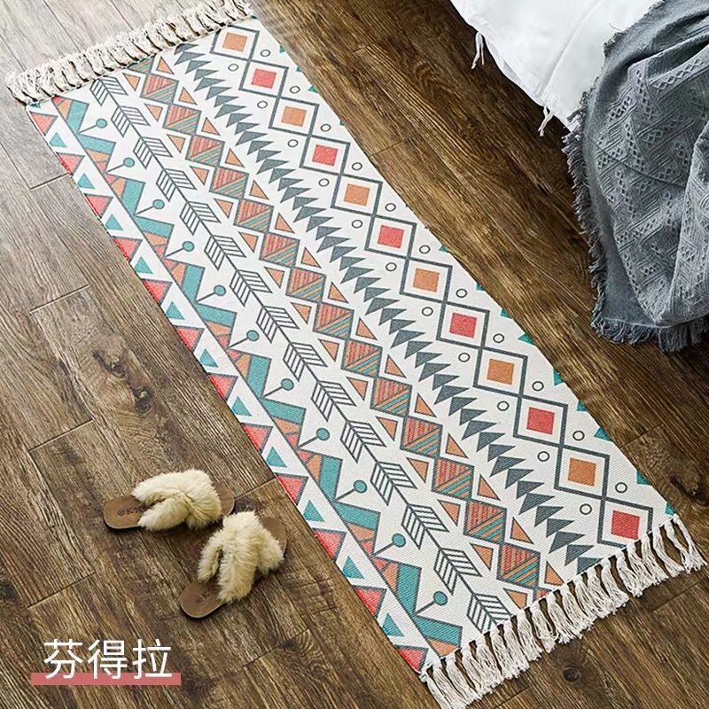 Luxury Bohemia Ethnic Style Cotton Linen Carpet: Handmade Tassel Rug for Living Room, Bedside, and Boho Home Decoration - DormVibes