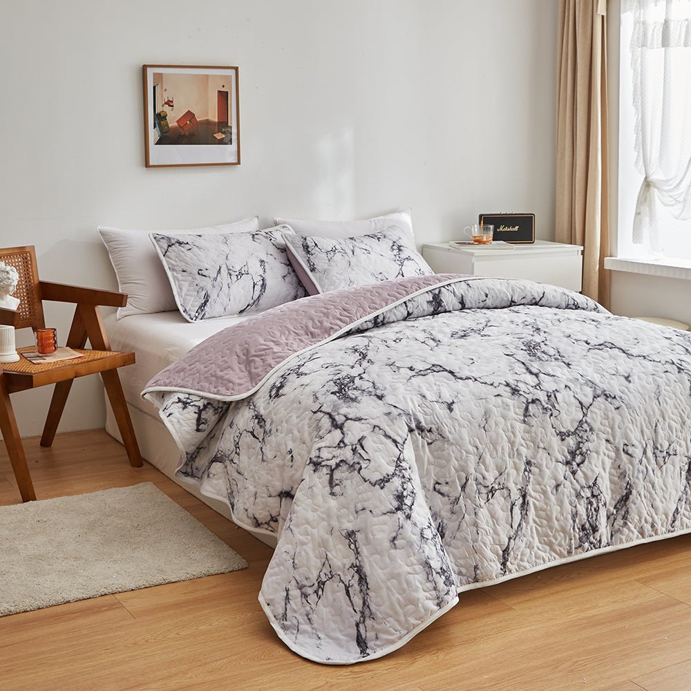 Marble Bedspread Set - DormVibes