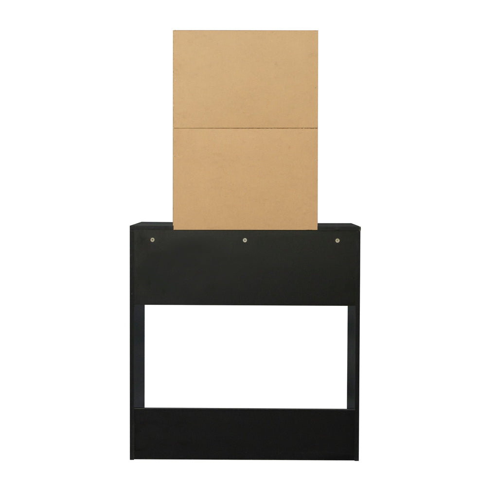 Matte Black Vanity with Mirror Cabinet and Stool Set - DormVibes