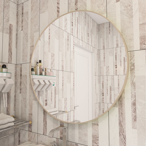 Matte Gold Round Wall Mirror - DormVibes