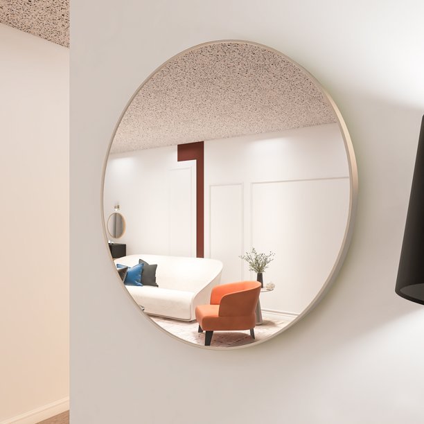 Matte Gold Round Wall Mirror - DormVibes