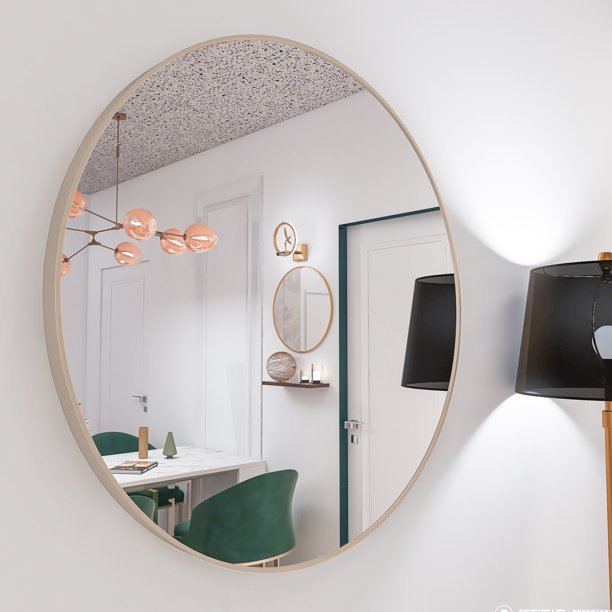 Matte Gold Round Wall Mirror - DormVibes