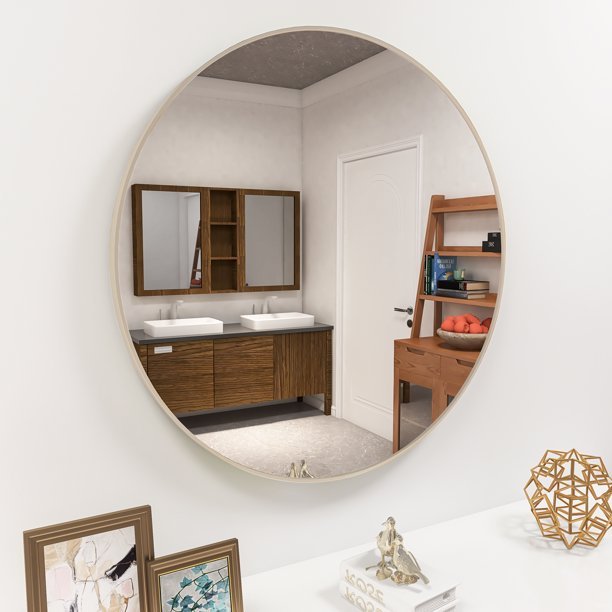 Matte Gold Round Wall Mirror - DormVibes