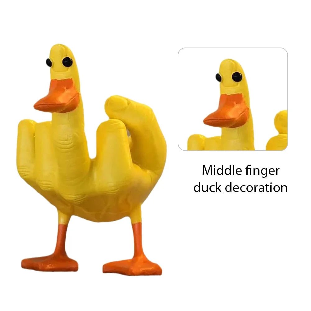 Middle Finger Duck Figurine: Funny Desk Decor, Resin Duck Statue - DormVibes