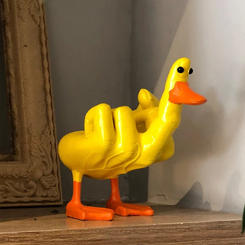 Middle Finger Duck Figurine: Funny Desk Decor, Resin Duck Statue - DormVibes