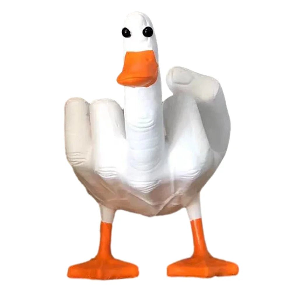 Middle Finger Duck Figurine: Funny Desk Decor, Resin Duck Statue - DormVibes