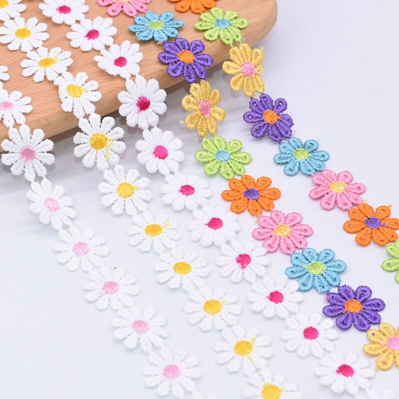Mini Daisy Lace Trim Fabric: Handmade DIY Sewing Craft Supplies and Decorative Trimming - 3 Yards, 2.5cm - DormVibes