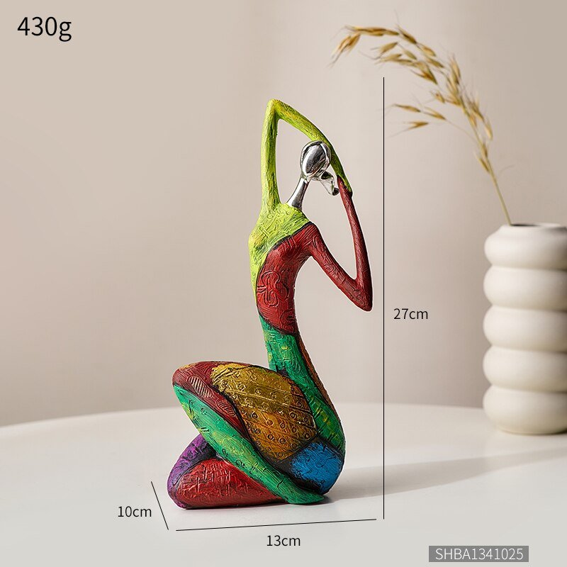 Modern Abstract Colorful Woman Statue Sculpture Desk Ornament - DormVibes