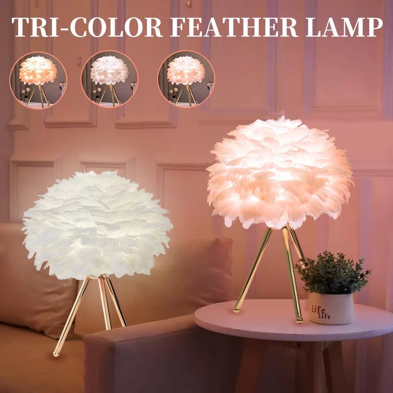 Modern Simple Feather Lamp With LED - 3 Colors - DormVibes