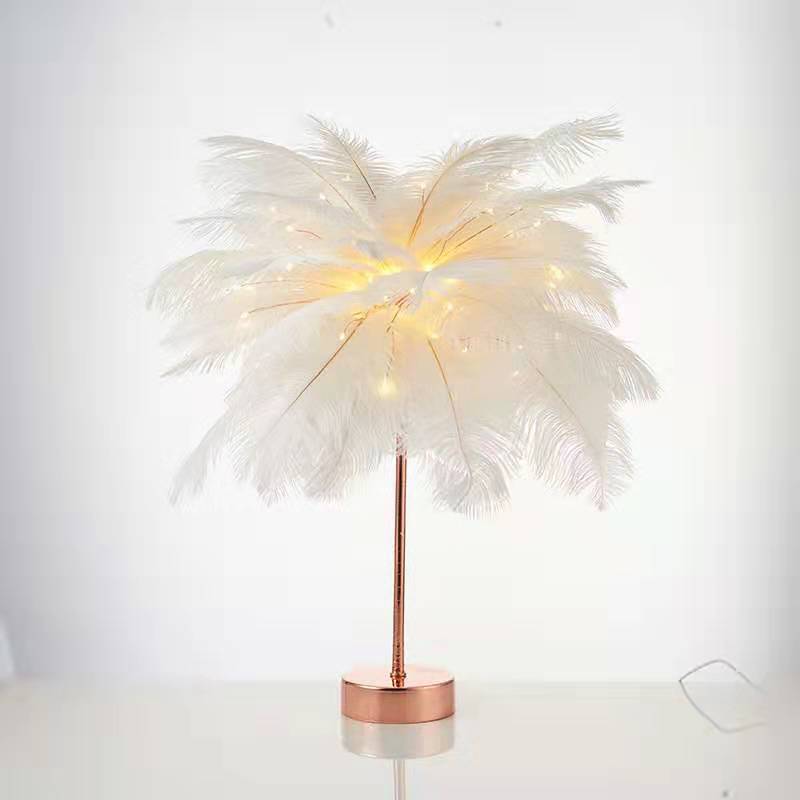 Modern Style Ostrich Feather Table Lamp - DormVibes