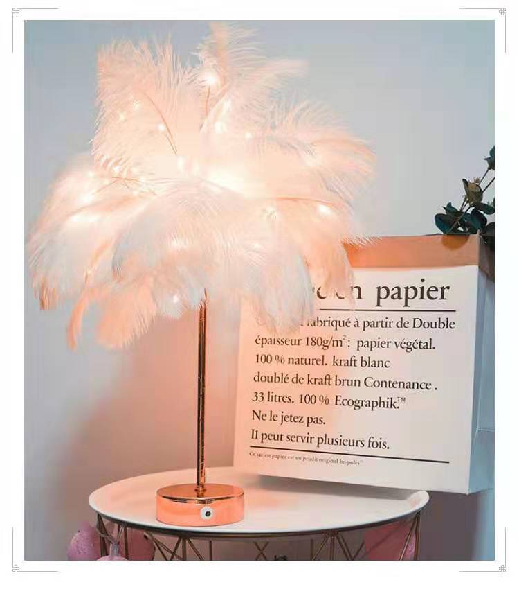 Modern Style Ostrich Feather Table Lamp - DormVibes