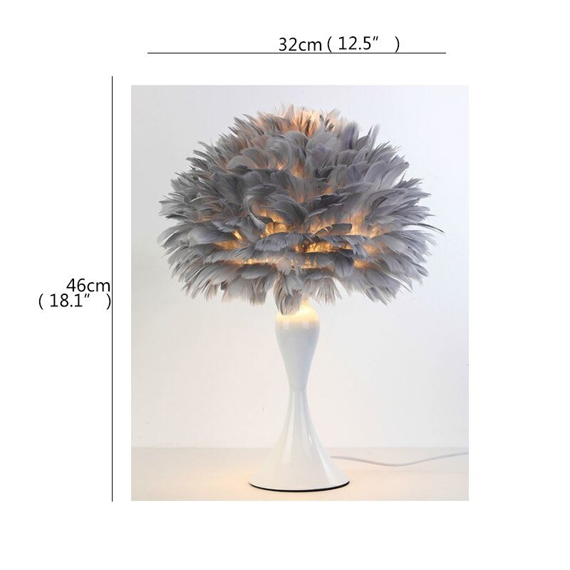 Modern Table Feather Lamp LED Stylish Design - DormVibes