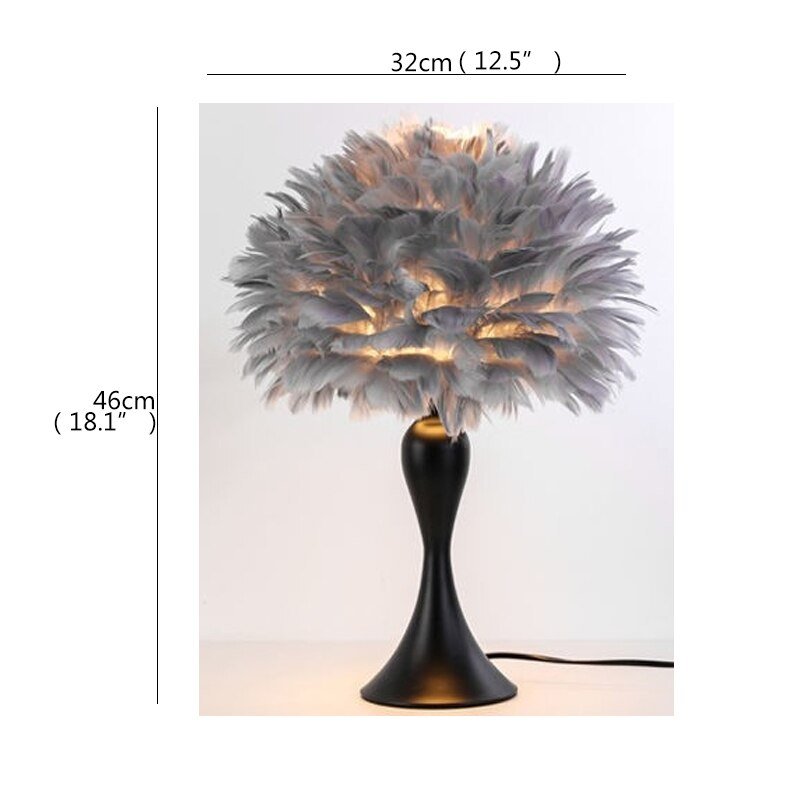 Modern Table Feather Lamp LED Stylish Design - DormVibes