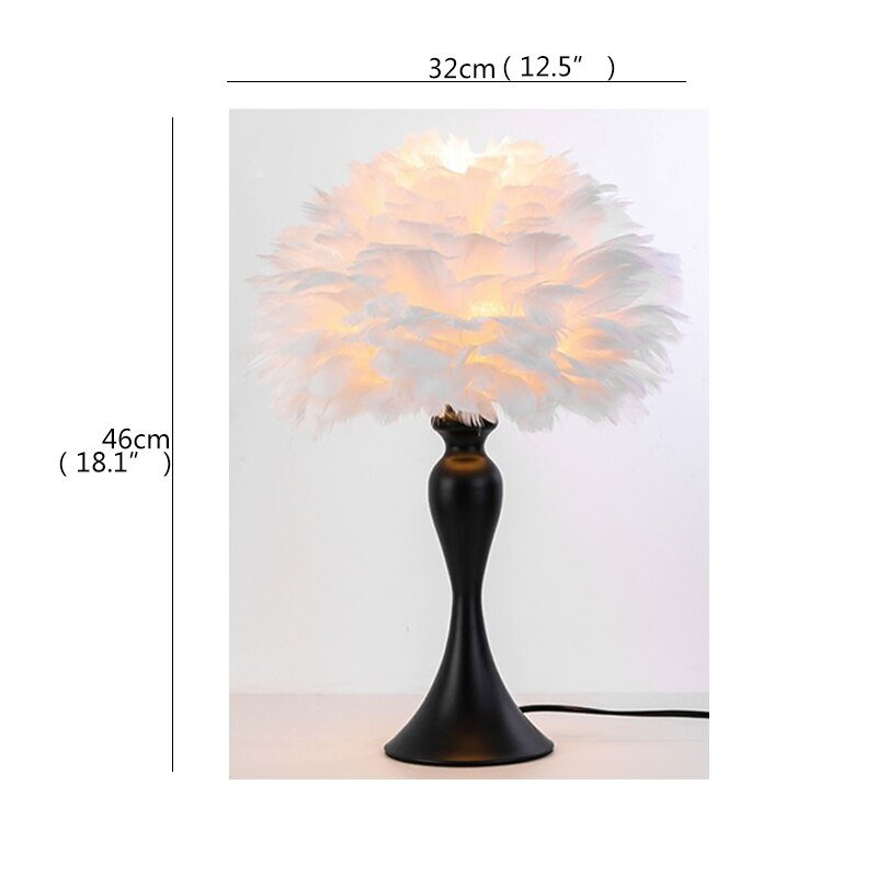 Modern Table Feather Lamp LED Stylish Design - DormVibes