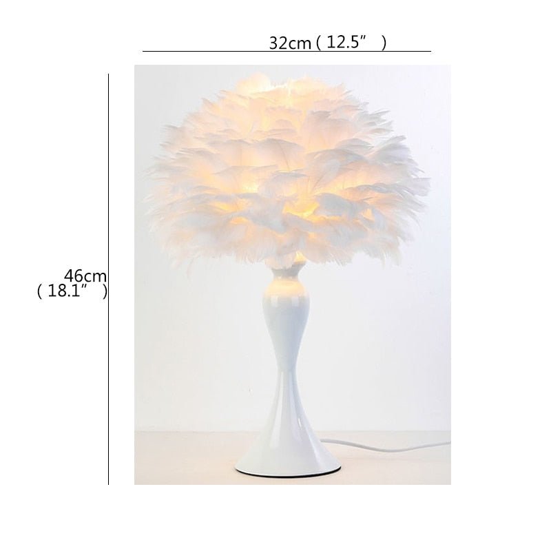 Modern Table Feather Lamp LED Stylish Design - DormVibes