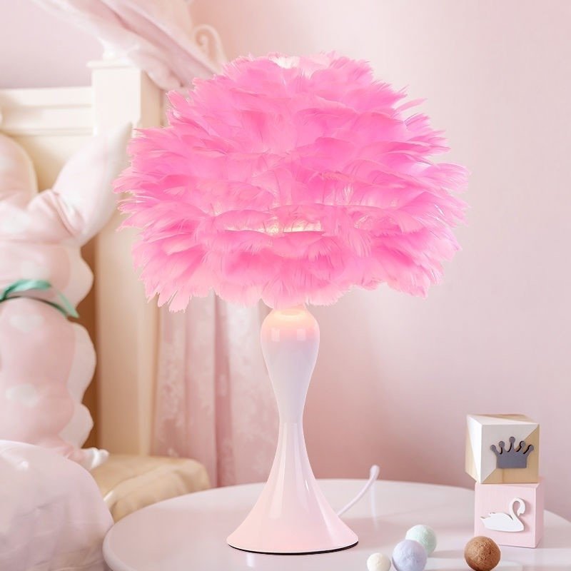 Modern Table Feather Lamp LED Stylish Design - DormVibes