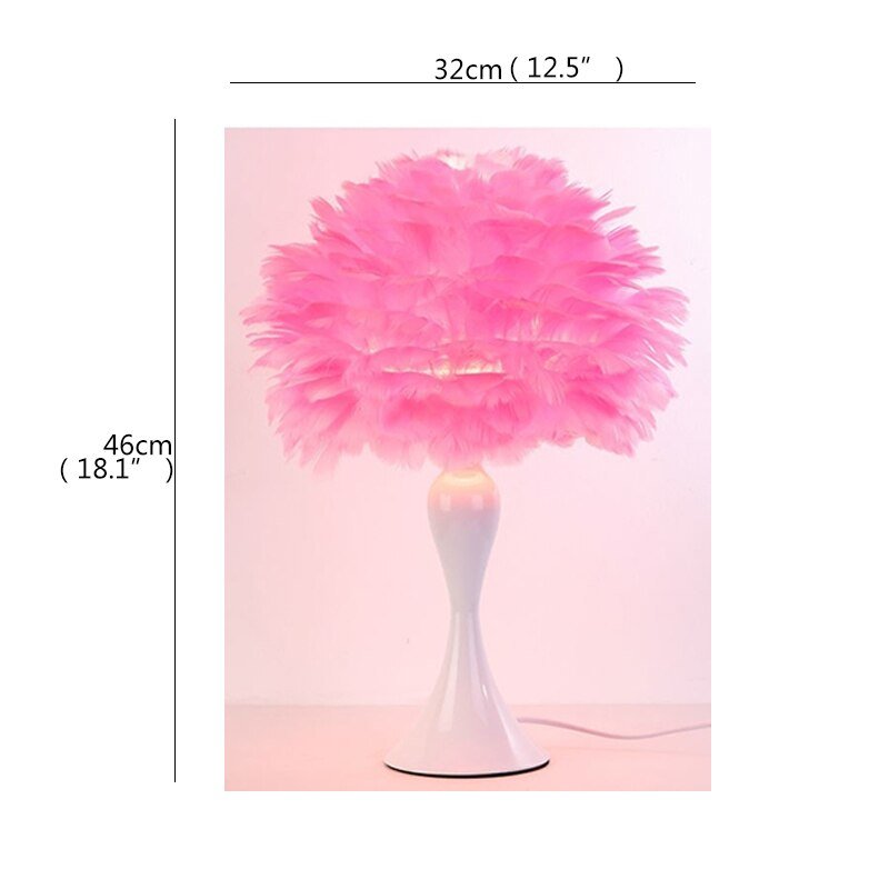 Modern Table Feather Lamp LED Stylish Design - DormVibes