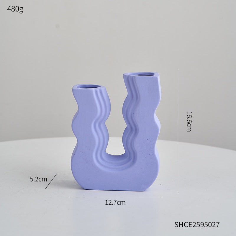 Morandi Geometric Ceramic Vase - Aesthetic Flower Pot and Desk Accessory for Nordic Home and Living Room Decor - DormVibes