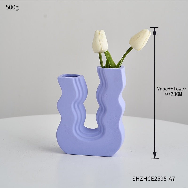 Morandi Geometric Ceramic Vase - Aesthetic Flower Pot and Desk Accessory for Nordic Home and Living Room Decor - DormVibes