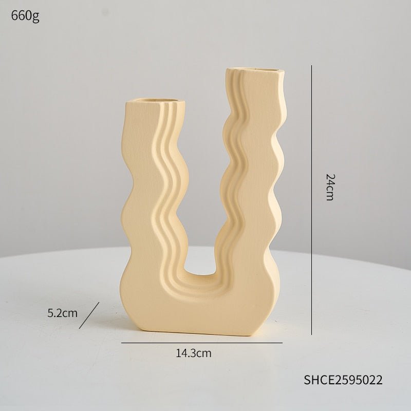 Morandi Geometric Ceramic Vase - Aesthetic Flower Pot and Desk Accessory for Nordic Home and Living Room Decor - DormVibes