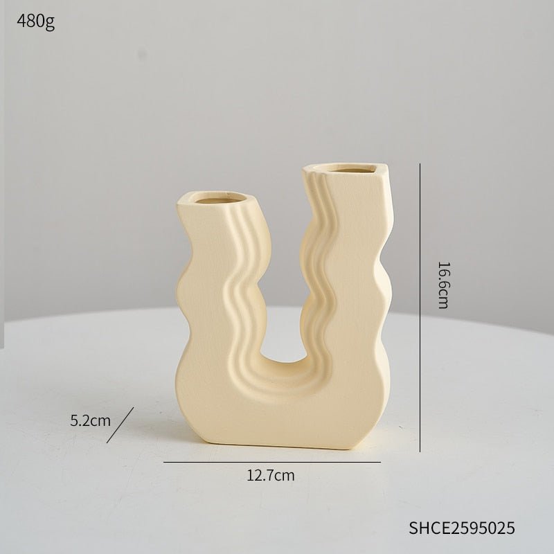 Morandi Geometric Ceramic Vase - Aesthetic Flower Pot and Desk Accessory for Nordic Home and Living Room Decor - DormVibes