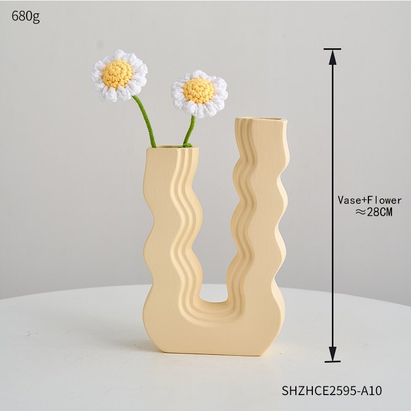 Morandi Geometric Ceramic Vase - Aesthetic Flower Pot and Desk Accessory for Nordic Home and Living Room Decor - DormVibes