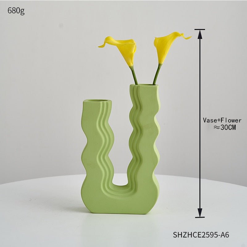 Morandi Geometric Ceramic Vase - Aesthetic Flower Pot and Desk Accessory for Nordic Home and Living Room Decor - DormVibes