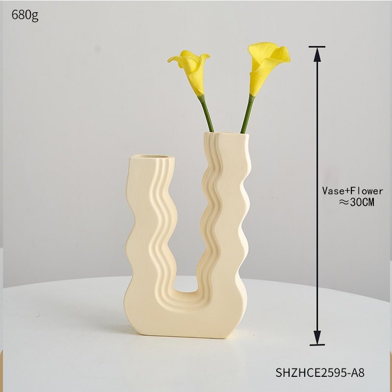 Morandi Geometric Ceramic Vase - Aesthetic Flower Pot and Desk Accessory for Nordic Home and Living Room Decor - DormVibes