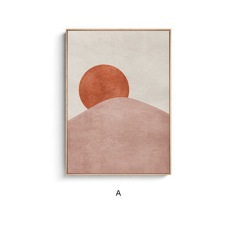 Morandi Sun and Moon Canvas Painting: Nordic Style Wall Art Poster for Living Room and Bedroom, Home Decor Picture - DormVibes