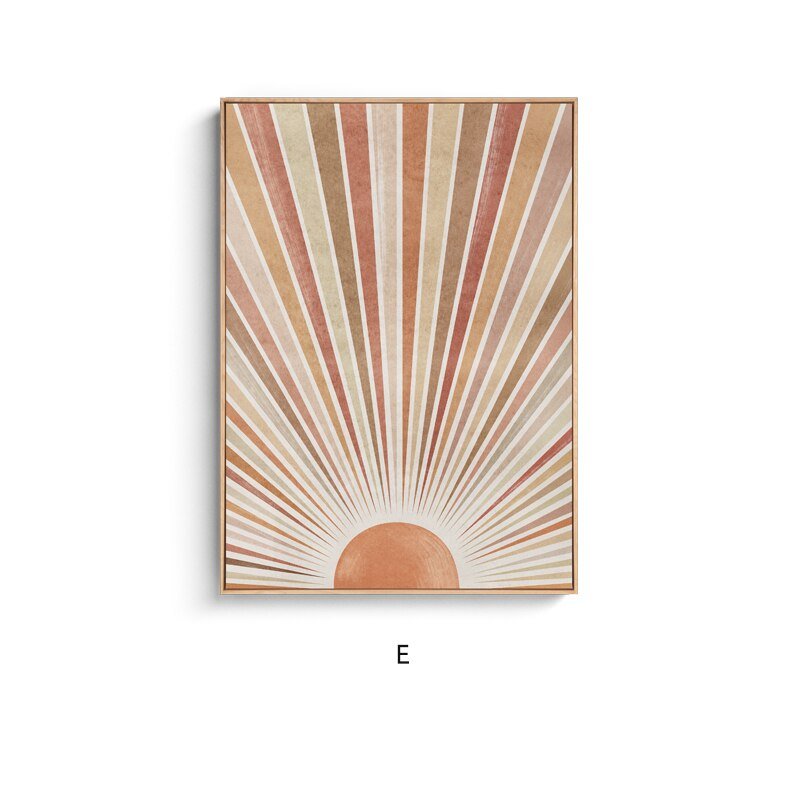 Morandi Sun and Moon Canvas Painting: Nordic Style Wall Art Poster for Living Room and Bedroom, Home Decor Picture - DormVibes