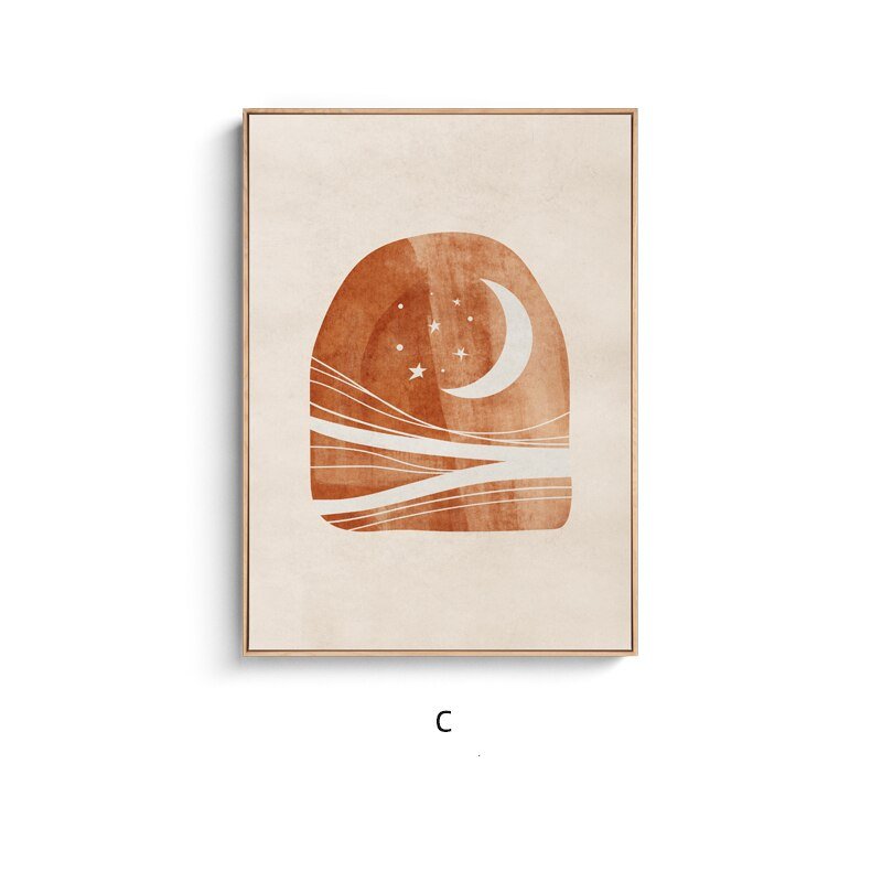 Morandi Sun and Moon Canvas Painting: Nordic Style Wall Art Poster for Living Room and Bedroom, Home Decor Picture - DormVibes