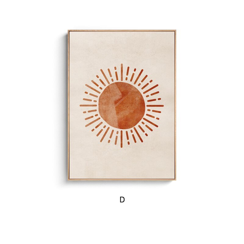 Morandi Sun and Moon Canvas Painting: Nordic Style Wall Art Poster for Living Room and Bedroom, Home Decor Picture - DormVibes