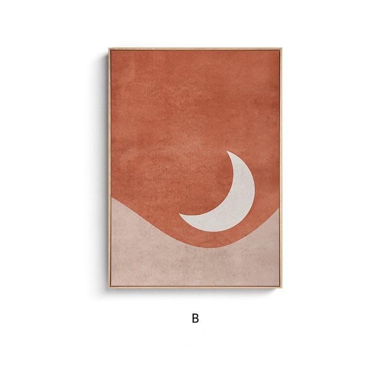 Morandi Sun and Moon Canvas Painting: Nordic Style Wall Art Poster for Living Room and Bedroom, Home Decor Picture - DormVibes