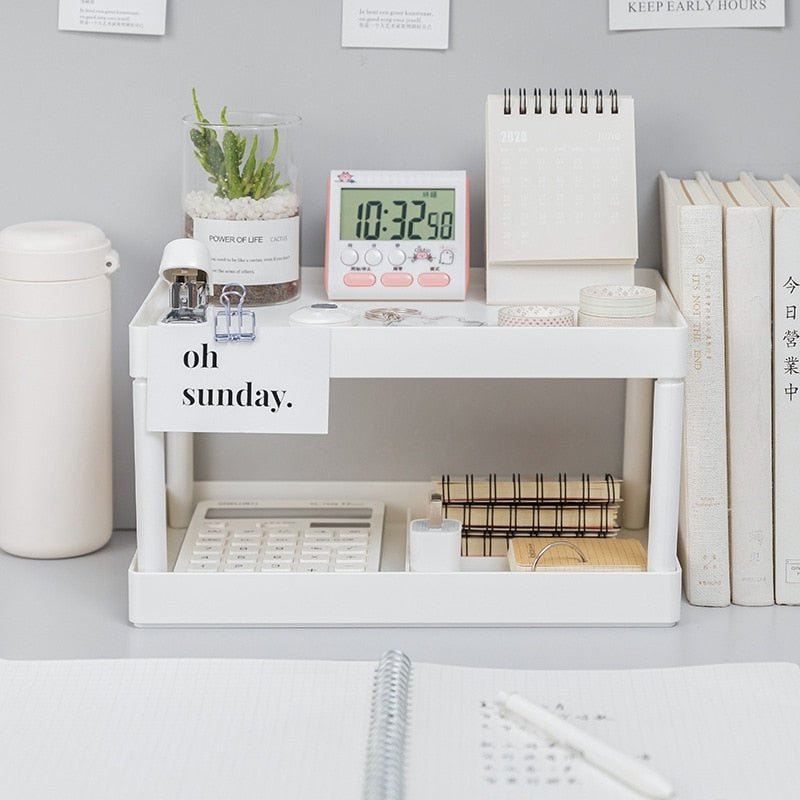 Multifunctional Double-Layer Storage Shelf: Desktop Storage Rack, Plas ...