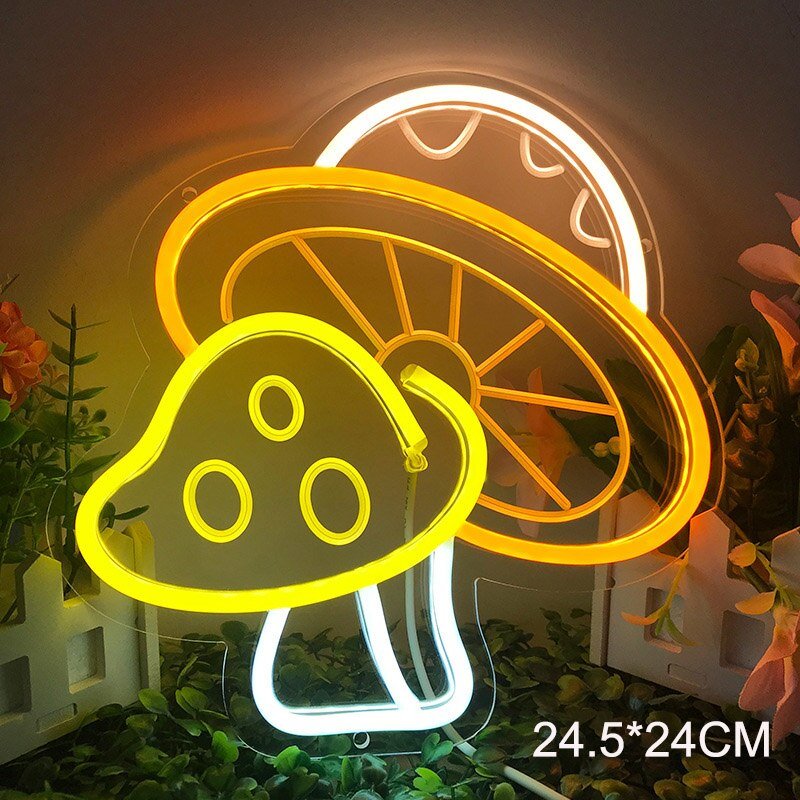 Mushroom and Animals Collection LED Neon Light Sign: USB Powered Wall Art Sign and Night Lamp, Decorative Wall Hanging Art - DormVibes