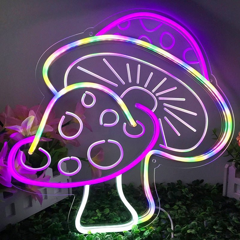 Mushroom and Animals Collection LED Neon Light Sign: USB Powered Wall Art Sign and Night Lamp, Decorative Wall Hanging Art - DormVibes