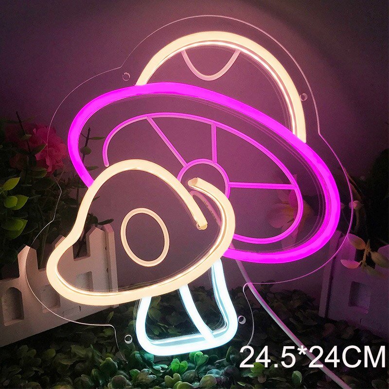 Mushroom and Animals Collection LED Neon Light Sign: USB Powered Wall Art Sign and Night Lamp, Decorative Wall Hanging Art - DormVibes