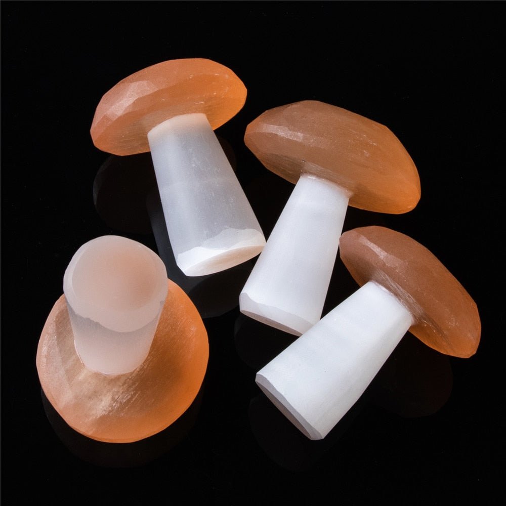 Mushroom Decor Natural Selenite Quartz Crystal - DormVibes